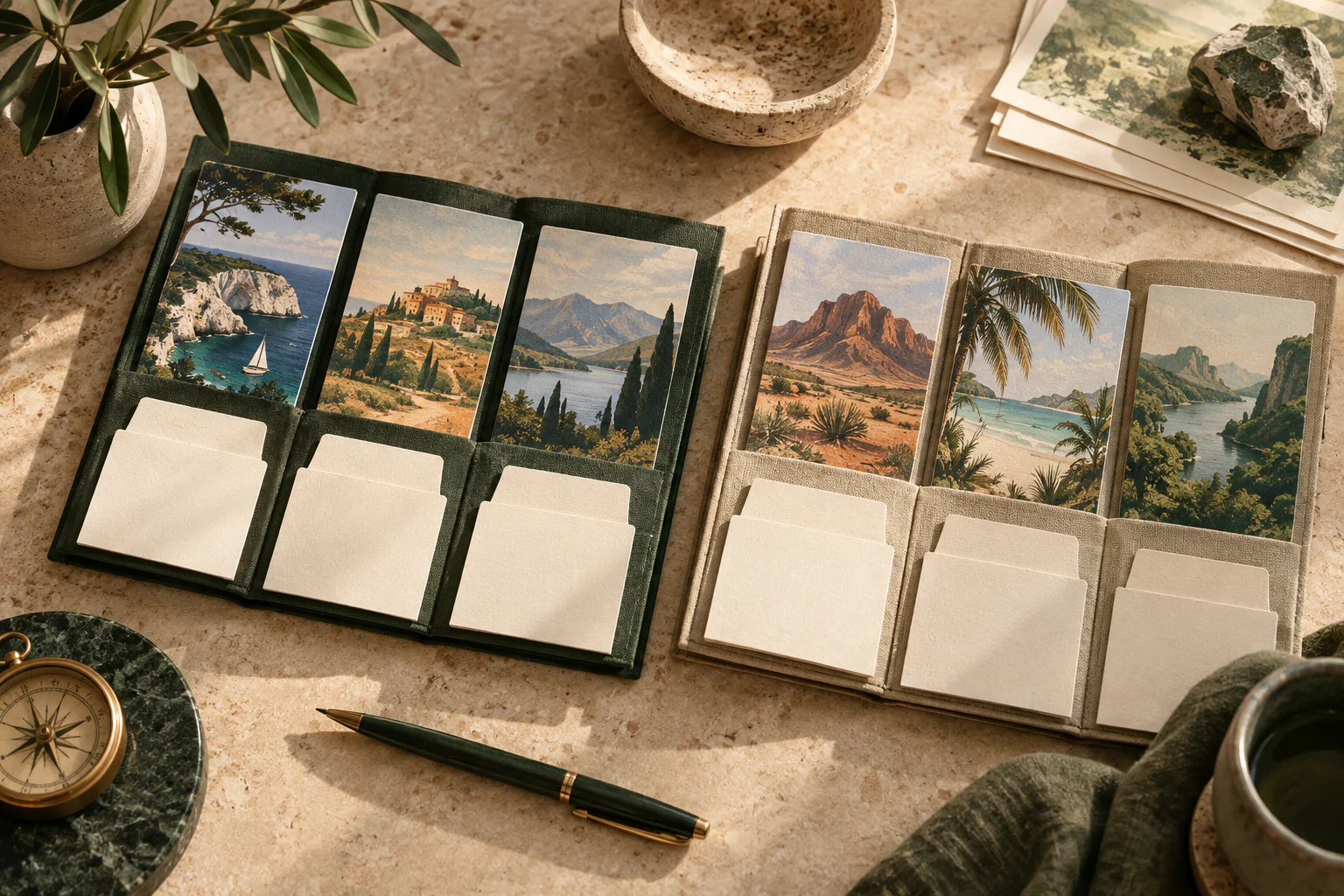 Deux carnets dépliants réunissent des sélections de destinations.